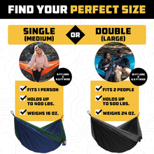 Load image into Gallery viewer, Wise Owl Outfitters Camping Hammocks - Portable Hammock Single or Double Hammock for Outdoor, Indoor W/ Tree Straps - Backpacking, Travel, and Camping Gear