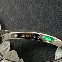 Load image into Gallery viewer, Sterling Silver Look alike Emerald Simulant with Diamond Coated Crystalline Ring