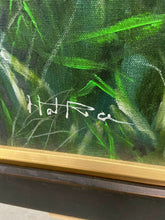 Load image into Gallery viewer, "Lupine Beaver Pond" By, Hal Rice, Framed Original Oil, 54"x36"