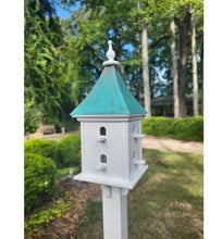 Load image into Gallery viewer, Patina Copper Roof Birdhouse Handmade Large With 8 Nesting Compartments Weather Resistant Birdhouses Outdoor