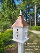 Load image into Gallery viewer, Patina Copper Roof Birdhouse Handmade Large With 8 Nesting Compartments Weather Resistant Birdhouses Outdoor