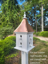 Load image into Gallery viewer, Patina Copper Roof Birdhouse Handmade Large With 8 Nesting Compartments Weather Resistant Birdhouses Outdoor