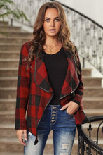 Load image into Gallery viewer, BUFFALO PLAID SHAWL COLLAR JACKET IN RED - LIMITED QUANTITIES
