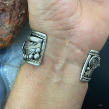 Load image into Gallery viewer, Native American Sterling Silver Turquoise &amp; Coral Leaf Decorated Men&#39;s Bracelet
