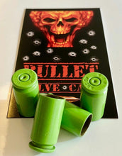 Load image into Gallery viewer, 4 Bullet Valve Caps...40 Cal....TPMS Safe... Authentic.. + Decal
