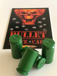 4 Bullet Valve Caps...40 Cal....TPMS Safe... Authentic.. + Decal
