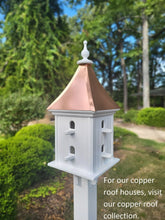 Load image into Gallery viewer, Patina Copper Roof Birdhouse Handmade Large With 8 Nesting Compartments Weather Resistant Birdhouses Outdoor
